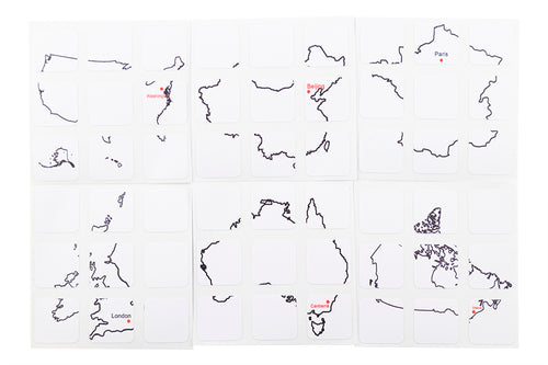 3x3 Country Map Sticker Set